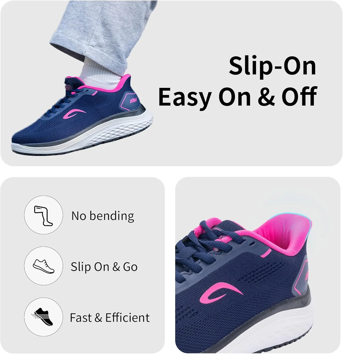 Women's Walking Shoes with Arch Support Plantar Fasciitis Orthotic Slip On Tennis Sneakers for Long Standing