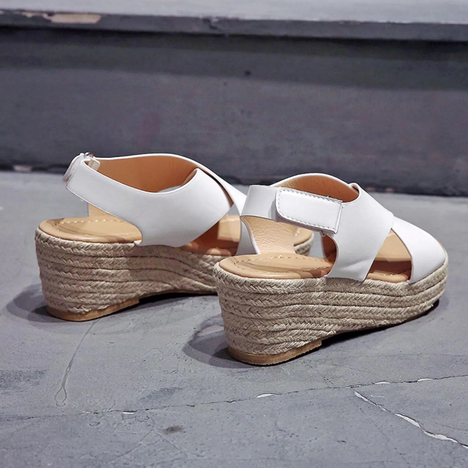 Women's Wedge Sandals Dressy Casual Open Toe Sandals Espadrilles Platform Comfortable Sandal Ankle Strap Buckle Outdoor Shoes Suitable for Work Beach Summer Shoes