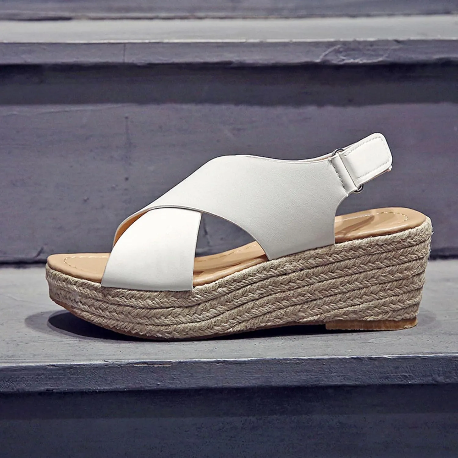 Women's Wedge Sandals Dressy Casual Open Toe Sandals Espadrilles Platform Comfortable Sandal Ankle Strap Buckle Outdoor Shoes Suitable for Work Beach Summer Shoes