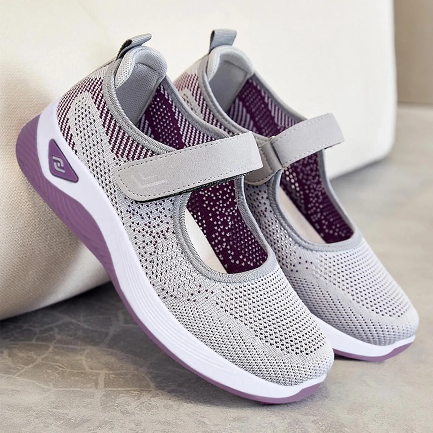 Women's Wide Width Walking Shoes Adjustable Closures Mesh Sneakers for Tennis Maternity Elderly Workout Travelling
