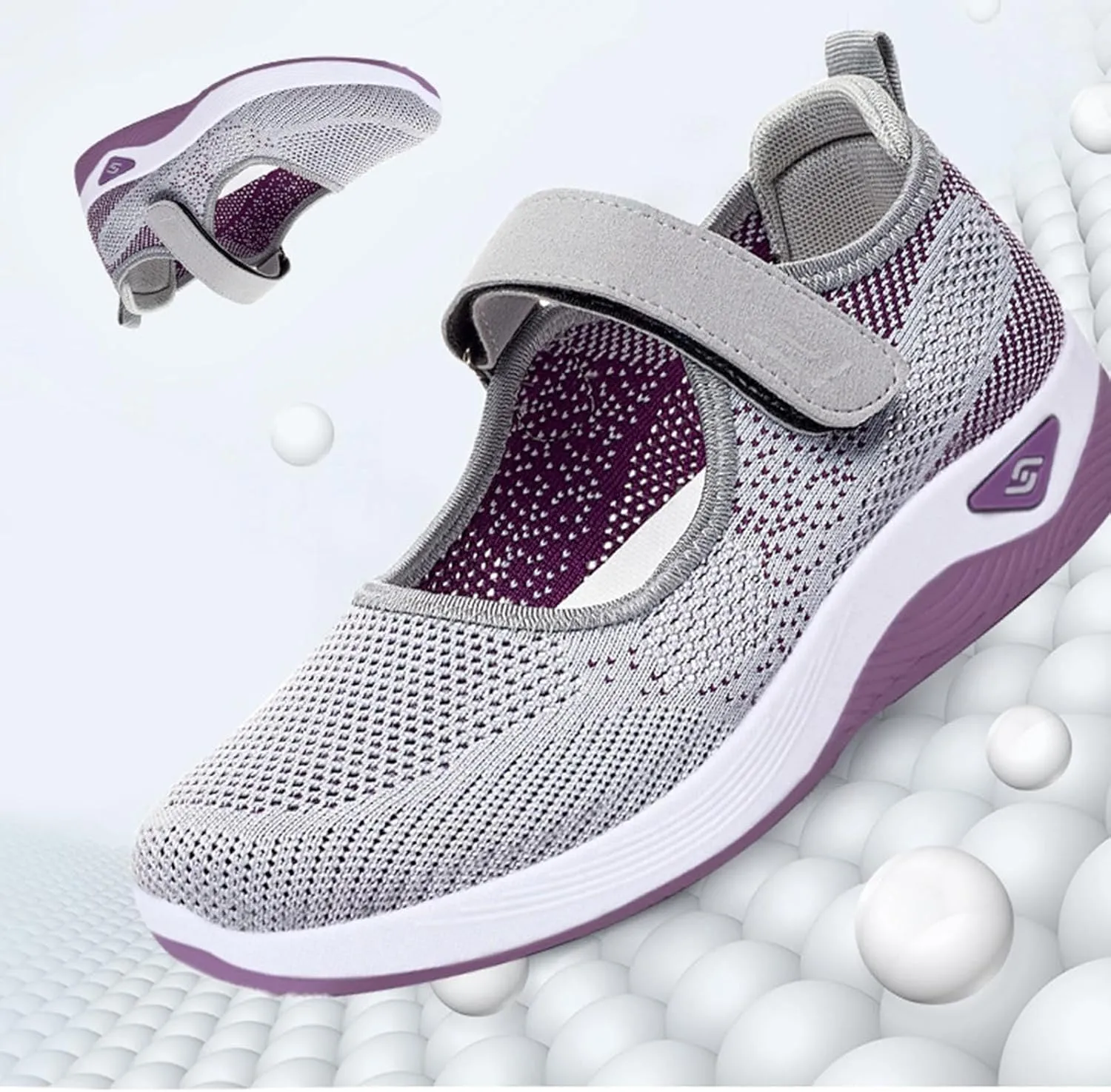Women's Wide Width Walking Shoes Adjustable Closures Mesh Sneakers for Tennis Maternity Elderly Workout Travelling