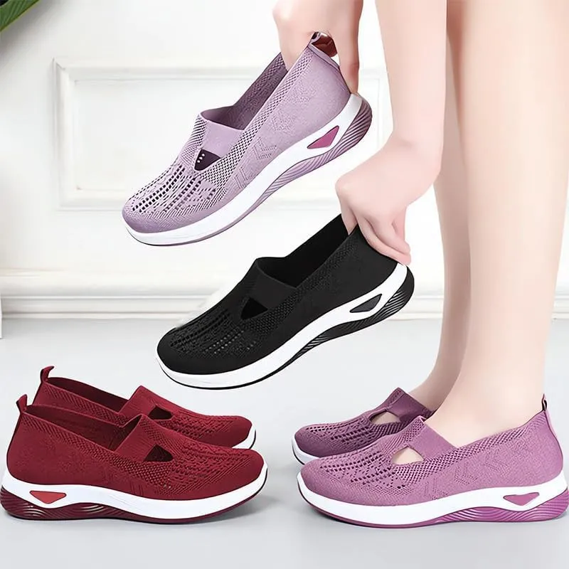 Women's Woven Orthopedic Breathable Soft Sole Shoes,Walking Plantar Fasciitis Slides Sandals Anti-Slip Foam Mesh Shoes Comfortable Recovery Orthopedic Shoes Go Walking Slip on Diabetic Foam Shoes