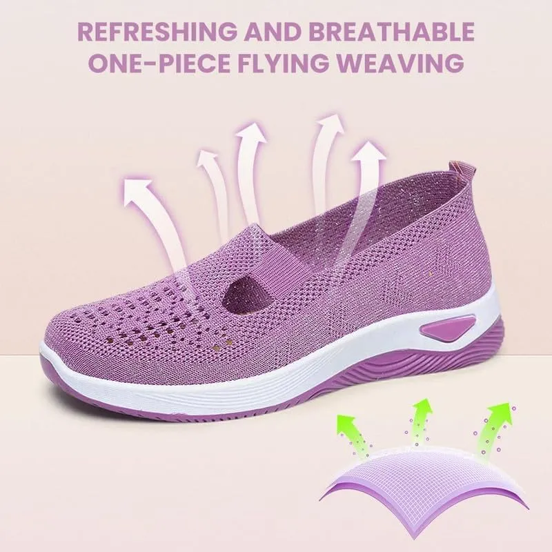Women's Woven Orthopedic Breathable Soft Sole Shoes,Walking Plantar Fasciitis Slides Sandals Anti-Slip Foam Mesh Shoes Comfortable Recovery Orthopedic Shoes Go Walking Slip on Diabetic Foam Shoes