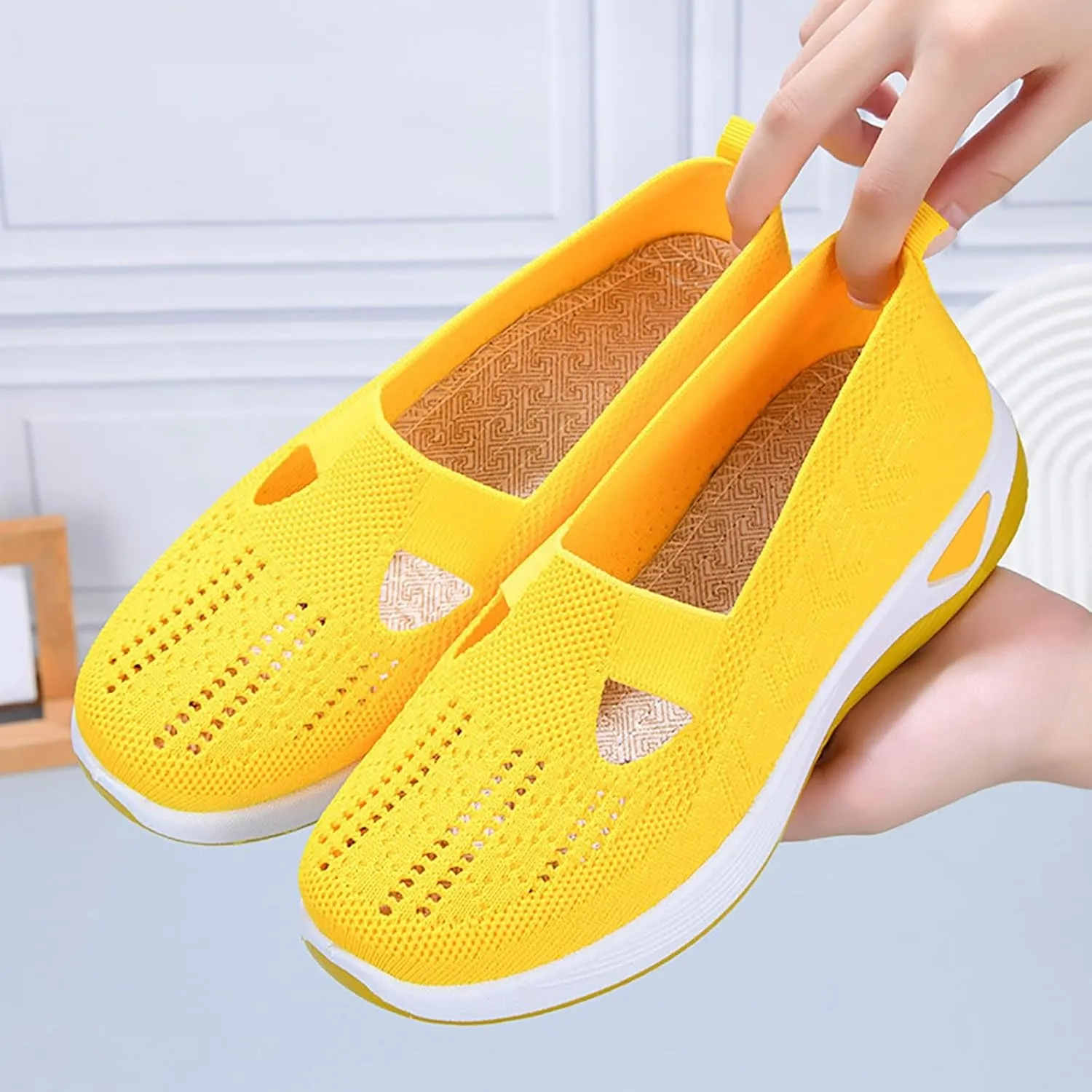 Womens Woven Orthopedic Walking Shoes Breathable Arch Support Sneakers for Heel Pain Relief Lightweight Anti Skid