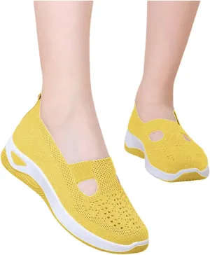 Womens Woven Orthopedic Walking Shoes Breathable Arch Support Sneakers for Heel Pain Relief Lightweight Anti Skid