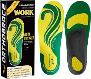 Work Boot Insoles for All Day Shock Absorption,Anti Fatigue Medium and High Arch Support Shoe Inserts for Men Women,Relieve Foot Pain,Soft Comfortable Work Insoles for Standing All Day-M