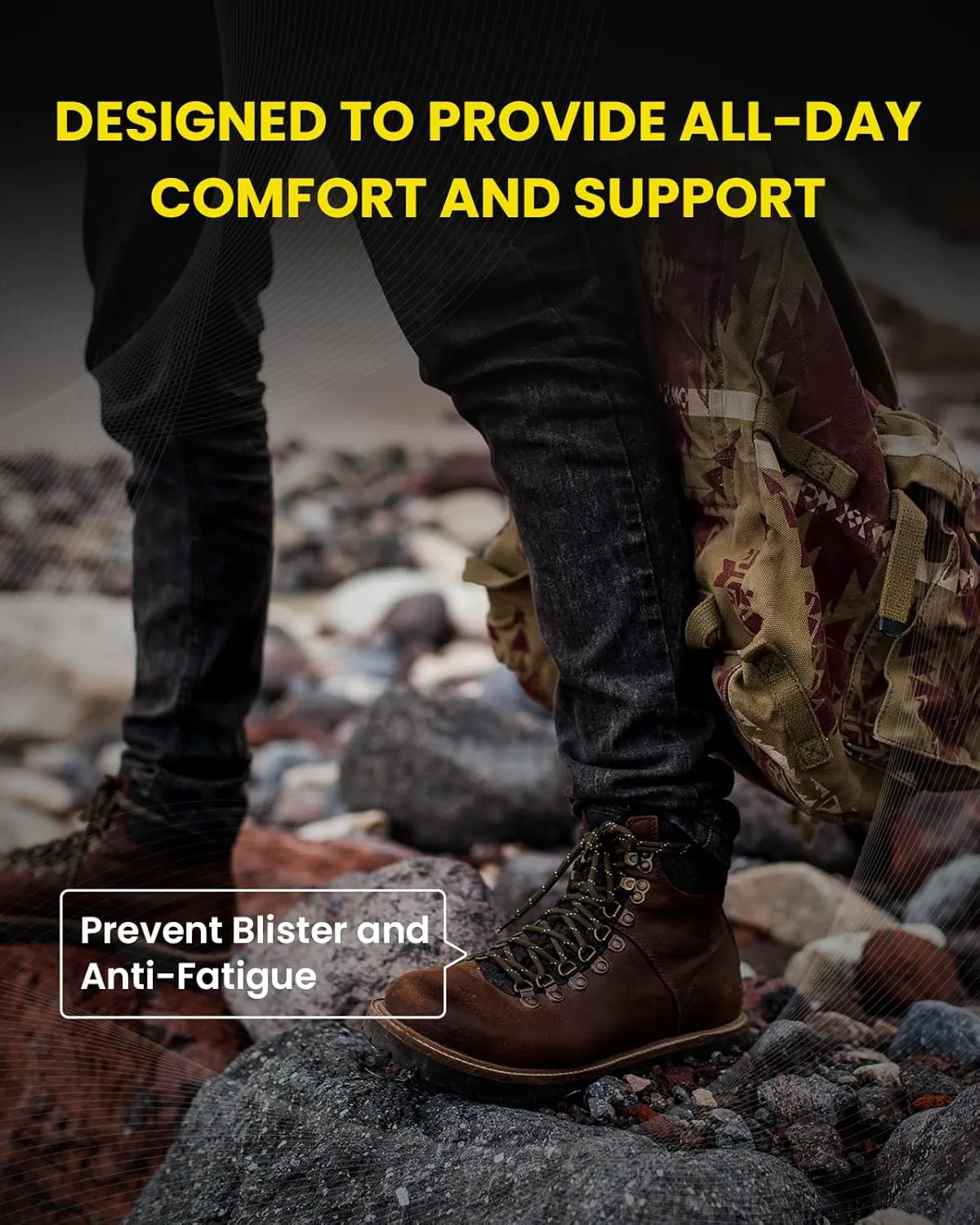Work Boot Insoles for All Day - Welnove Arch Support Inserts for Men & Women, Orthotic Shoe Inserts for Plantar Fasciitis Relief, Flat Feet & Heel Pain (7-8 Men / 9-10 Women), FSA/HSA Eligible