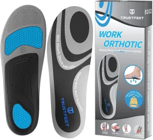 Work Insoles for Men Women, Anti-Fatigue Heavy Duty Arch Support Insoles for Standing All Day, Comfort Shoe Inserts with Gel, Work Boot Inserts-M