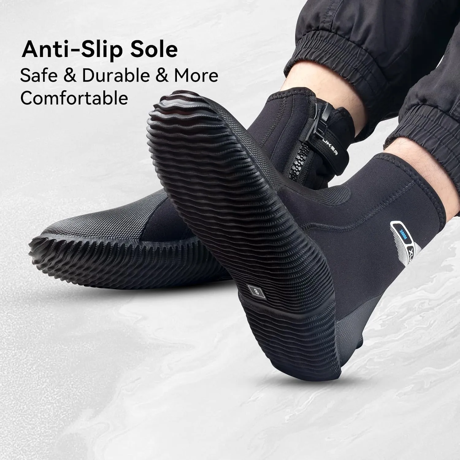 XUKER Neoprene Diving Wetsuit Boots 3mm 5mm Zipped Adult Unisex Water Boots Glued Blind Stitched with Anti-Slip Rubber Sole for Water Sports