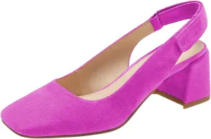 YDN Women Slingback Adjustable Slip On Strappy Block Chunky Mid Heels Pumps Square Toe Formal Loafer Shoes Size 4-15 US