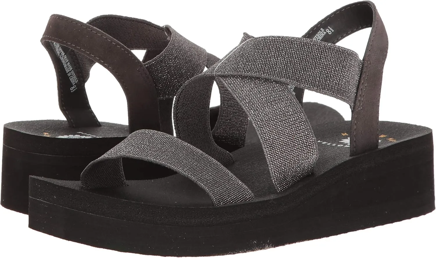 Yellow Box Women's Criss Cross Stretch Elastic Lightweight Wedge Sandal