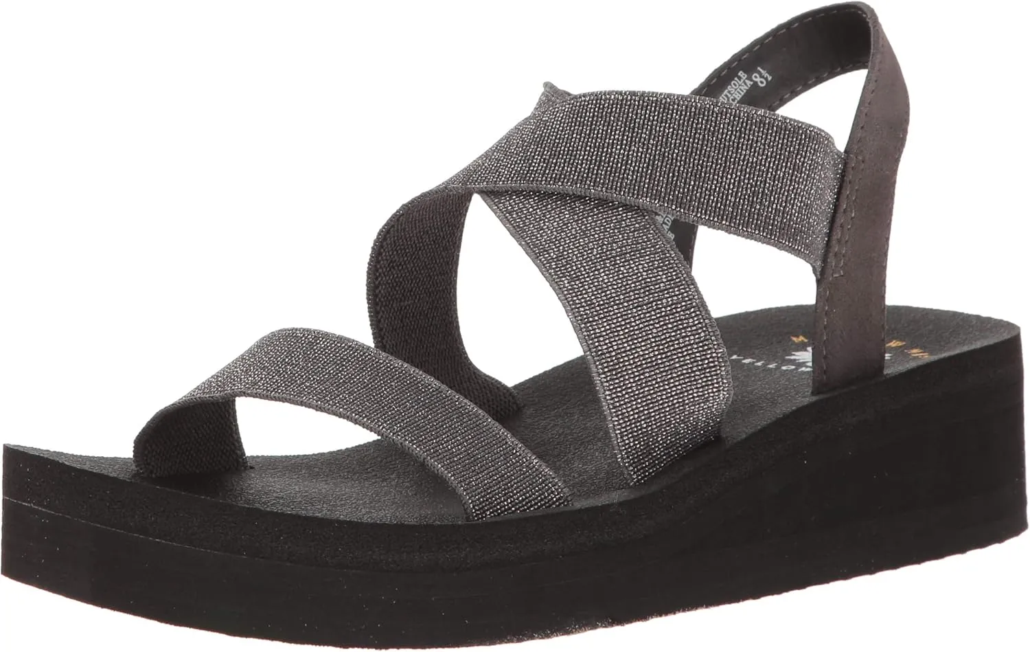 Yellow Box Women's Criss Cross Stretch Elastic Lightweight Wedge Sandal