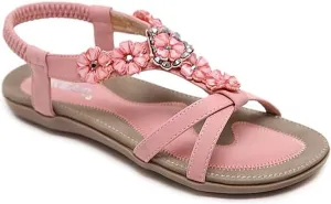 Yenktwei Women's Bohemian Dressy Sandals Casual Summer Flat Sandals Ankle Strap Comfortable Beach Shoes With Arch Support