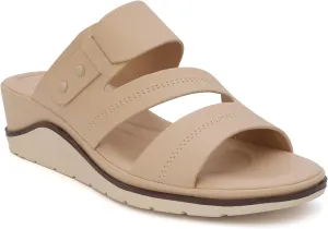 YOKI NOMI-12 Women's Comfort Double Strap Slip On Wedge Sandal, Open Toe Cushioned Footbed Sandal, Wedge Sandals for Women