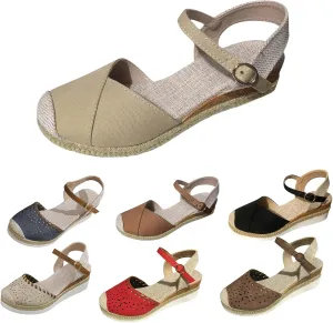 ZWRXW Closed Toe Sandals Women Arch Support Orthopedic Platform Wedge Sandals Buckle Ankle Strap Walking Sandal Boho Elegant Dressy Summer Shoes